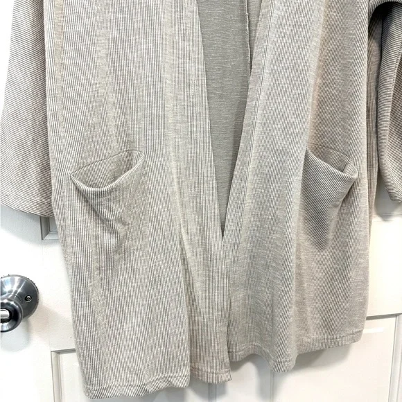 DONNI Anthropologie Open Front Ribbed Knit Cardigan Sweater Gray‎ Relaxed OSFA - Picture 7 of 15